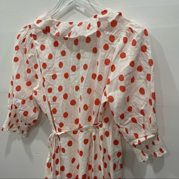 Rixo Target Puff Sleeve Dotted Wrap Mini Dress Cotton Blend Size Small - Picture 8 of 10